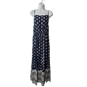 Lascana Navy Blue Patterned Spaghetti Strap Maxi Women's Size 8 New